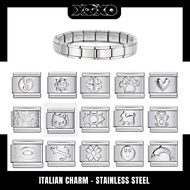 Silver Embossed Charm Italian Charm Bracelet, Italian Charm Bracelet Stainless Steel