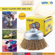 UNION CC-31 3 inch Heavy Duty Brass Coated Steel Wire Cup Brush 工业用铁丝刷 Industrial Brush 3" x 1.5mm x