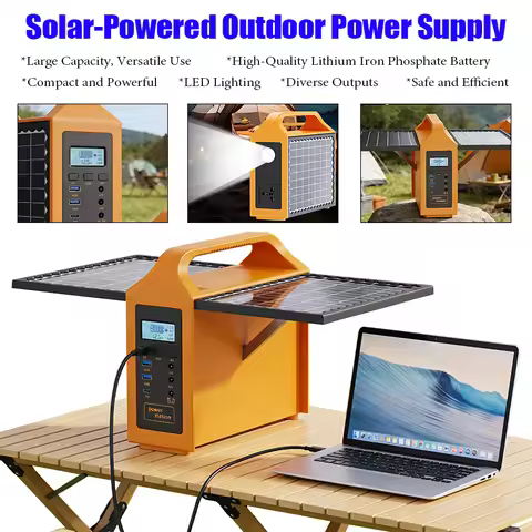 150W Portable Solar Power Station with LED Light & Solar Panel 220V 110V Power Supply Solar Generato