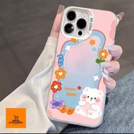 RCI10 RCI11 Premium Hologram Silicone Case Aesthetic tulip Pink Bear Type Oppo A15 A15S A16 A17 A17K