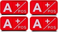 4 Pcs Blood Type A+ Medic Cross Morale Patch,Rubber PVC 3D A POS Positive First Aid Kit Patch for Ta