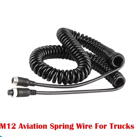 M12 Aviation Plug Spring Wire for Truck Camera Reverse Image 4Pin Male Female Double Shielding M12 A