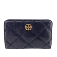 【二手】Tory Burch 絎縫迷你錢包，附Logo，對折錢包，品牌錢包，零錢包，鈔票夾，黑色