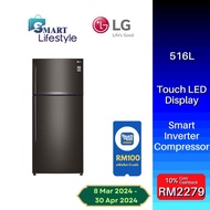 LG GN-H602HXHM 516L Top Freezer Fridge in Black Steel Finish GN-H602HXHM