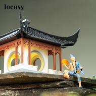 Ioensy Miniature Pagoda Figurine Small Gazebo Statue Desktop Built in Lighting System