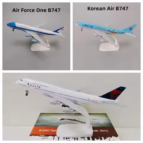 20cm B747 Airlines Model Plane Alloy Metal Diecast Airplanes w Wheels for collection or gift