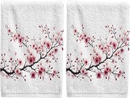ALAZA Pink Cherry Blossoms Flower Bathroom Hand Towels Set of 2 Decorative Towels for Bathroom Soft 