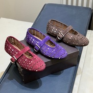 Alaia Chic Flat Suede Leather Ballet Shoes Fashion Vienne Style for Women