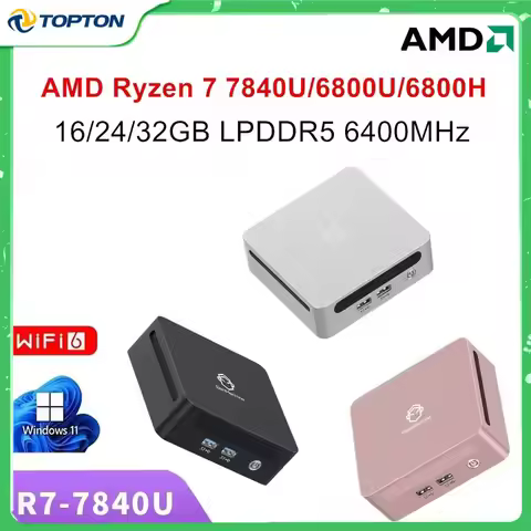 Topton Metal Palm Gamer Mini PC AMD Ryzen 7 7840U 6800U 6800H 16/24/32GB LPDDR5 6400MHz Mini Nuc Com