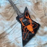Limited ESPJames Hetfield Metallica Woodburned Elk Skull MX-250 Black Explorer Guitar