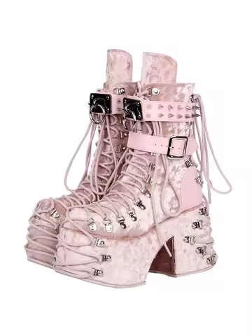 2025 Lolita Punk Punk Shoes Round Head Ultra High Heels Sponge Cake Queen Shoes Japanese Sweet Princ