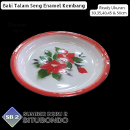 Baki Nampan Talam Seng Enamel Kembang Jadul