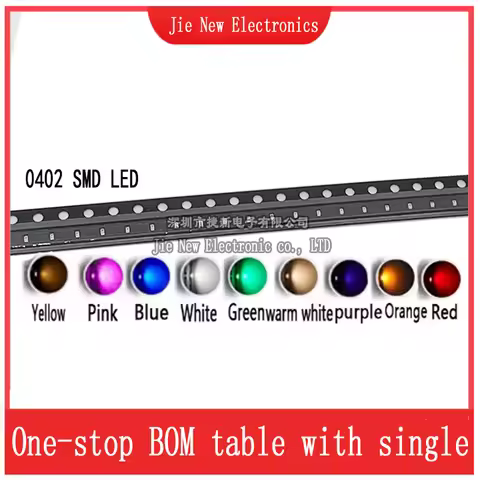 100PCS 0402 SMD LED Red Yellow Green White Blue Orange Warm White Pink Purple Light Emitting Diode