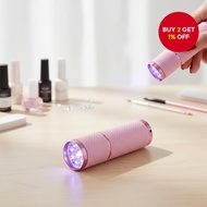 UV LED Gel Nail Dryer with Built-in Flashlight, 3 AAA Battery Powered Bulbs, Compact 9-Piece Kit, Us