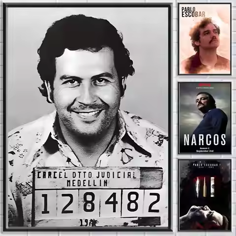 Lord Pablo Escobar Narcos Mugshot Poster HD Self Adhesive Waterproof Ideal for Home Office Dorm Bedr