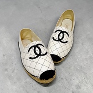 莉亞精品♡ Chanel白格縫線漁夫鞋36 二手