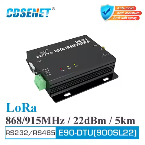 CDSENET SX1262 Lora 900Mhz 22dBm 5Km Range 0.3k~62.5kbps E90-DTU(900SL22) RS232 RS485 Wireless Milit