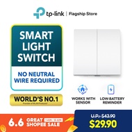 TP-Link Tapo S220 Smart Light Switch Remote & Voice Control, 2-Gang 1-Way No Neutral Wire Required