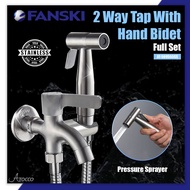 AT-569555SS Full Set Stainless Steel Two Way Tap Bathroom Two Way Faucet Water Tap Hand Bidet Spray Kepala Paip Two Way