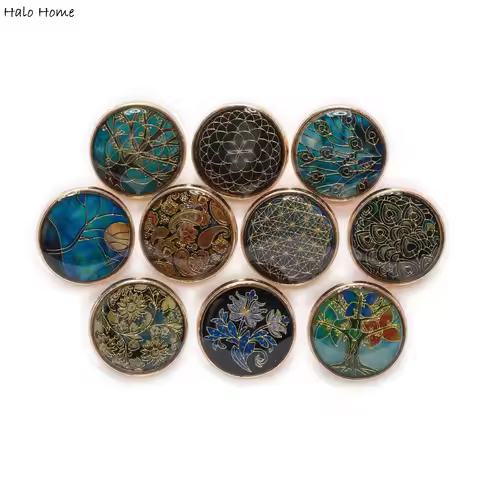 5pcs Retro Time gem Gold Drawing Round Metal Shank Button Sewing Scrapbooking Clothing Handmade Craf