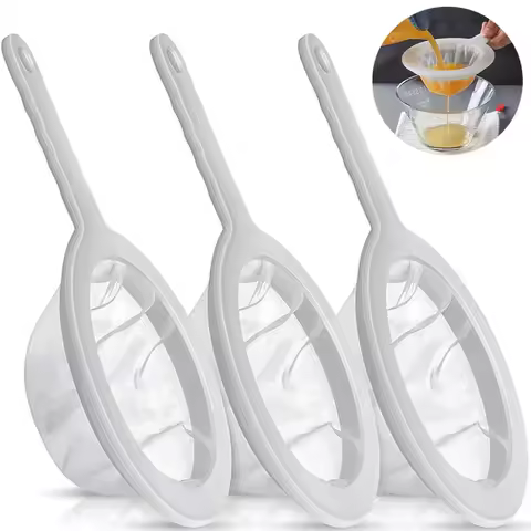 100/200/400 Mesh Washable Nylon Ultra Fine Filter Mesh Strainer Spoon Sieve Soy Milk Juice Coffee Te