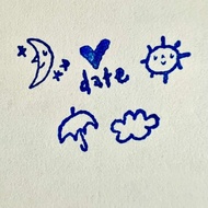 迷你迷你印章：月、日期、太陽、傘、雲