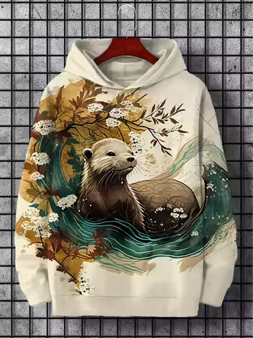Men's Hoodie 3D Animal Print Sweatshirts For Men Harajuku Hooded Shirt Y2k Pullover Casual Clothes S