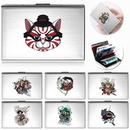 Simple Metal Card Case Men's Card Holder Men's and Women's Metal Credit Card Case Samurai Print   Cr