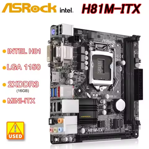 Placa base ASRock H81M-ITX Mini-ITX Intel H81 LGA 1150 DDR3 16GB compatible con i7-4790 i5-4590 i7-4
