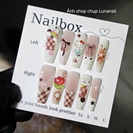 Nailbox-cute ombre checkered matte top nails with cute charms