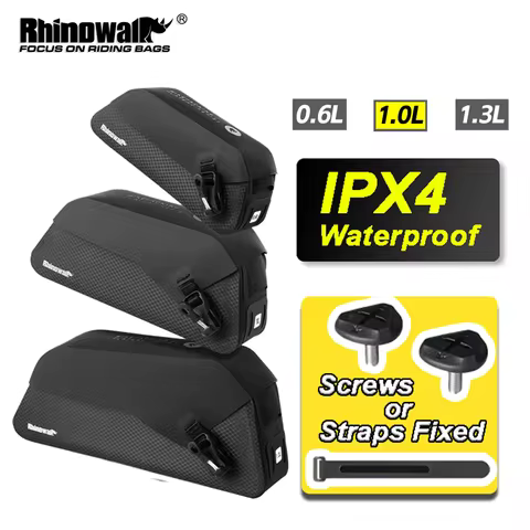 Rhinowalk Bike Top Tube Bag IPX4 Waterproof Magnetic Flip 0.6L-1.3L For MTB Road Gravel Bicycle Bike