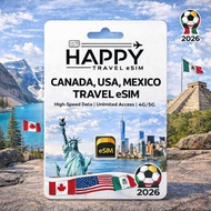 Canada, USA and Mexico eSIM Data Plan | Unlimited Internet | Instant QR Code | 4G/5G Network