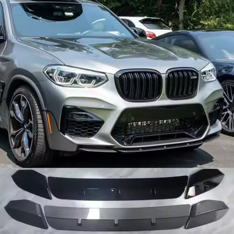Gloss Black/Carbon Fiber Look Front Bumper Lower Lip Spoiler Diffuser Splitter For BMW X3M X4M F97 F