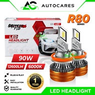[FREE LED T10] SHUTTLE LAB LED Headlight R80 Series 12600LM 90W Lampu Depan Kereta 6000K H4 H7 H8/H1