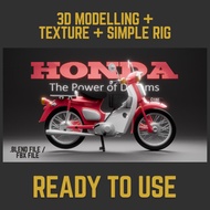 3D MODEL [ READY-TO-USE ] Honda Kapcai C150 include texture and simple rig - .blend/FBX file