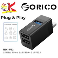 ORICO MINI-U32 USB HUB 3 PORTS (1 X USB 3.0 + 2 X USB 2.0) SUPER SPEED DATA SPLITTER ADAPTER FOR PC / LAPTOP / KEYBOARD