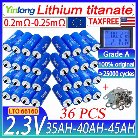 36pcs yinlong 2.3v 35ah 40ah 45ah LTO 66160 lithium titanate battery 10c DIY 36V 48V 72V solar speak