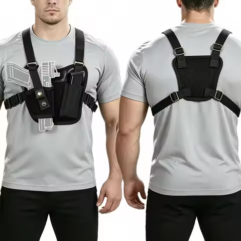 Tactical Gun Holster Shoulder Chest Holster Universal Chest Pack with Pistol Holster for 9mm G17/19/