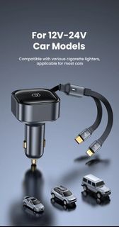 USAMS C41 PD 30W 手機快速充電車用充電器，附 2 合 1 可伸縮 Type-C 和 Lightning 線  ggyckp USAMS C41 PD 30W Phone Fast Ch