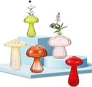Cute Plant Terrarium，Glass Mushroom Vase Terrarium Kit，Hydroponic Plant Ornament Vases，Mushroom Decor Flower Vases，Crystal Mushroom Jars for Plants Home Office Decor Indoor Balcony (Mushroom)