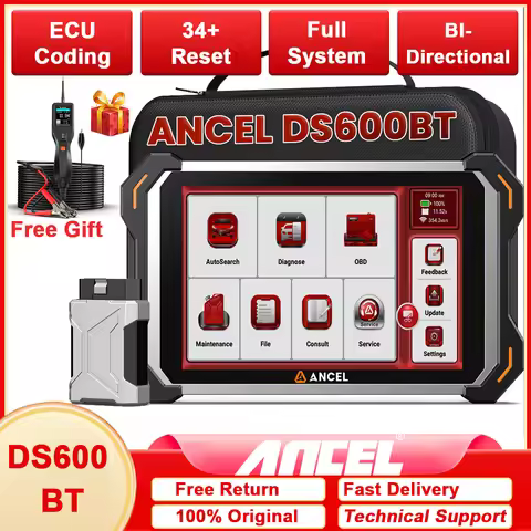 ANCEL DS600 BT OBD2 ScannerFull System Scan Tool 34+Resets ECU Online Coding Bidirectional FCA SGW A