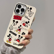 Casing for iPhone 11 11Promax x xs max 12 8plus 7plus 14promax 13 14 15promax 15 13Promax Mickey Mouse Cartoon Disney Small Decal Shockproof Metal Photo Frame Soft Case