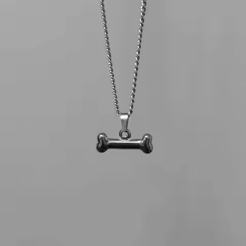Handmade Silver 3D Dog Bone Motif Necklace - Unique Lover's Jewelry Piece