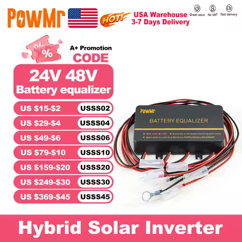 PowMr USA 24V 48V Battery Equalizer Voltage Balancer Equalize Voltage of Power Bank for Lifepo4 Batt