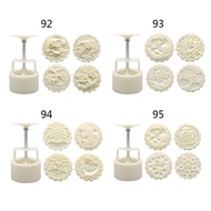 VA 100/125g Mooncake Barrel Mold with 4pcs Stamps Hand Press Moon Cake Pastry Mould