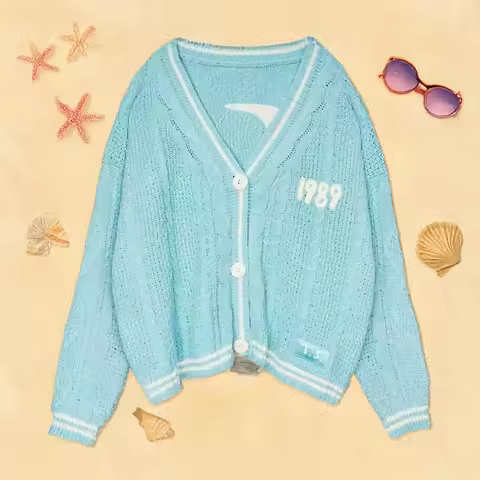 1989 Cardigan TS Seagulls Cozy Chunky Knit Oversized Button Up Sweater Jacket Women Teenagers Taylor