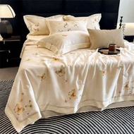 天絲夏涼被四件套 輕奢夏被（蝶舞） 涼感冰絲空調房薄被 冷氣被 可機洗薄被子