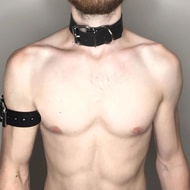 1 Set Harajuku Gothic Punk Bdsm Collar Choker Neck Arm Bondage Pu Leather Belts for Men Gay Fetish Leather Harness