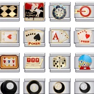 DIY Making Fashion Women Men Poker Casino Chess Snooker Charm Italian Links Fit 9mm Bracelet Stainle