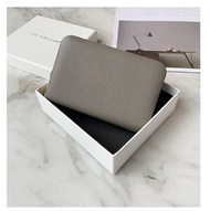 (全新現貨)日韓風格日系韓系自然簡單清新無印良品風格極簡真皮牛皮金色金屬拉鍊便攜卡包/風琴卡包/卡夾/卡片包/信用卡會員卡悠遊卡一卡通票卡夾卡片收納包-斑鳩灰色 類似lesmiumujiearthmu